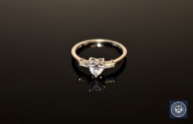 A 9ct white gold and CZ solitaire ring, size Q CONDITION REPORT: 2.