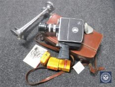 A Fiamm dual air horn together with a leather cased Cine camera with reels