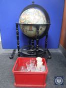 A globes drinks trolley and assorted glass ware