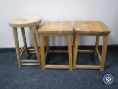 Three 20th century wooden stools
