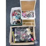 A box of jewellery box, quantity of costume jewellery including bangles, necklaces,