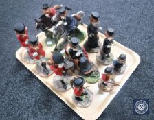 A tray of eleven Border Fine Arts figures of foxes in fox-hunting dress (11) CONDITION