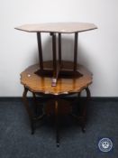 A mid 20th century teak occasional table and a Victorian mahogany occasional table