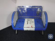 An oil drum bench