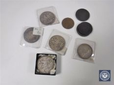 A small collection of antique coins, George III cartwheel tuppence,