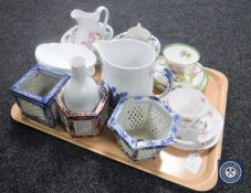 A tray of Royal Copenhagen blue and white floral jug, six Country Ware dishes,