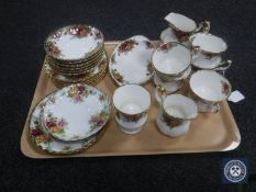 Twenty-one pieces of Royal Albert Old Country Roses tea china,