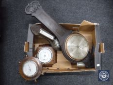 A box of six assorted barometers