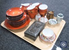 A tray of oriental china including a twenty-one piece tea service, finger bowls,