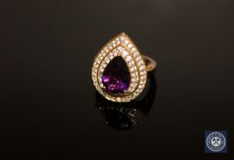 A 9ct gold amethyst and zircon cluster ring, size N/O CONDITION REPORT: 7.
