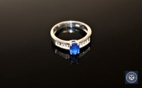 A silver blue spinel dress ring,