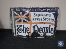 An early 20th century enamelled sign - The People's Newspapers