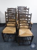 A set of six antique country ladder back chairs