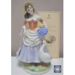 A Royal Worcester Pastoral Collection limited edition figure, Goose Girl, number 855/5000,