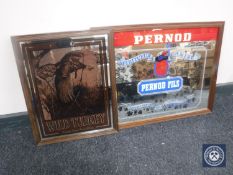 Two framed advertising mirrors - Wild Turkey Bourbon and Pernod