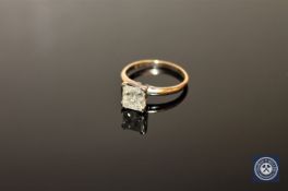 A 14ct gold diamond solitaire ring, a princess-cut stone weighing 1.