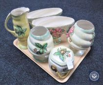 A tray of six pieces Dahlia pattern lustre china