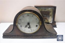 Two early 20th century oak cased mantel clocks