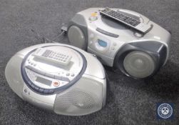 A Sony radio cassette player with remote together with a Philips radio CD cassette player