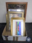 A box of six framed prints,