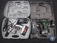 A cased Hitachi 18 volt drill with battery and charger,