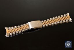 A Rolex stainless steel and 18ct yellow gold Jubilee bracelet, with end links, length 14cm.