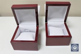 Two lacquered wood gent's wristwatch boxes,