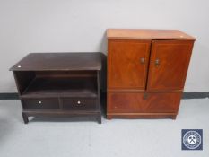 An inlaid mahogany TV cabinet and a stand