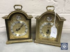 Two Tempus Fugit brass desk clocks