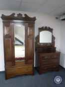 A late Victorian mahogany mirrored door wardrobe, width 108 cm,