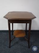 An octagonal Victorian inlaid mahogany occasional table