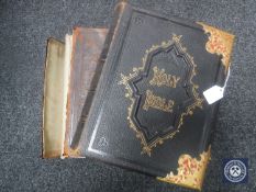 Two 19th century leather bound family bibles