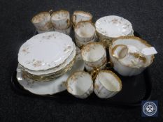 A tray of thirty-eight pieces of Aynsley antique tea china