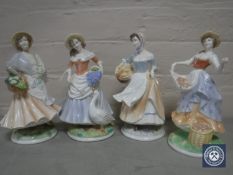 Four Royal Worcester Pastoral Collection limited edition figures; Goose Girl, number 855/5000,