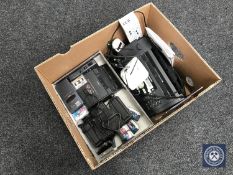 A box of Philips fax machine and a Philips transcriber system with dicta phones
