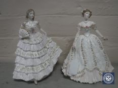 Two Royal Worcester limited edition figures; Belle of the Ball, number 1398/12500, with certificate,