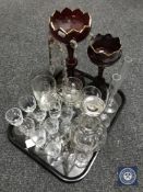 A tray of lustres, Victorian goblets,