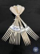 A harlequin set of six Victorian silver table forks, George Aldwinckle,