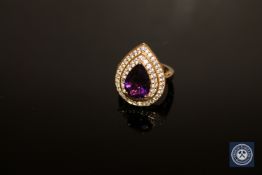 A 9ct gold amethyst and zircon cluster ring, size N/O CONDITION REPORT: 7.