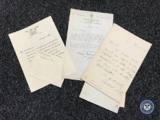 A group of ephemera to include a letter signed by Edward Gully dated 1897 (Speaker of the House of
