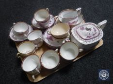 Fifty-four pieces of antique lustre tea china