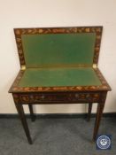 A 19th century rosewood and floral marquetry card table, width 73 cm.