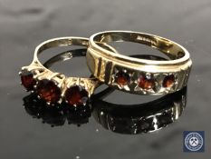 Two 9ct gold garnet set rings CONDITION REPORT: 5.