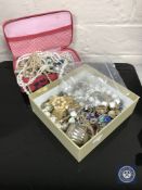 Two boxes of costume jewellery - dress rings, bracelets,