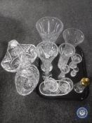 A tray of collection of lead crystal glass ware