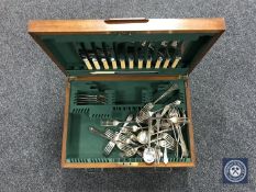 A Victorian walnut cutlery canteen of part set of cutlery