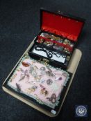 A tray of box of assorted costume jewellery,