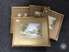 Three 20th century gilt framed watercolours signed by O.