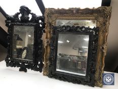 An ornate gilt framed mirror with two Rococo style mirrors