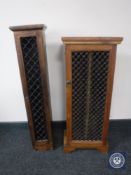 Two Indonesian hardwood metal door CD cabinets